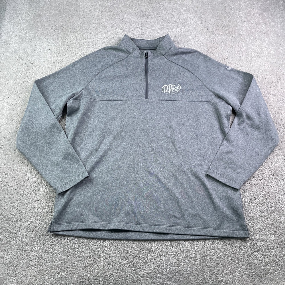 Nike Sweater Mens XL Gray Therma Fit Fleece Dr Pepper Quarter Zip Pullover